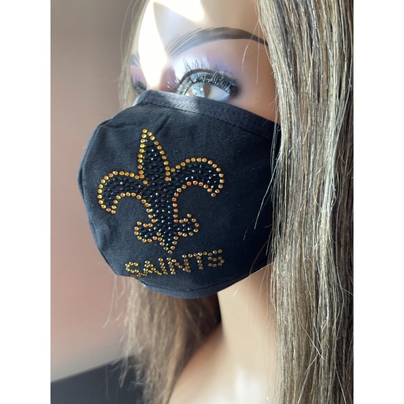 New Orleans Saints Bling Face Mask - Picture 10 of 10